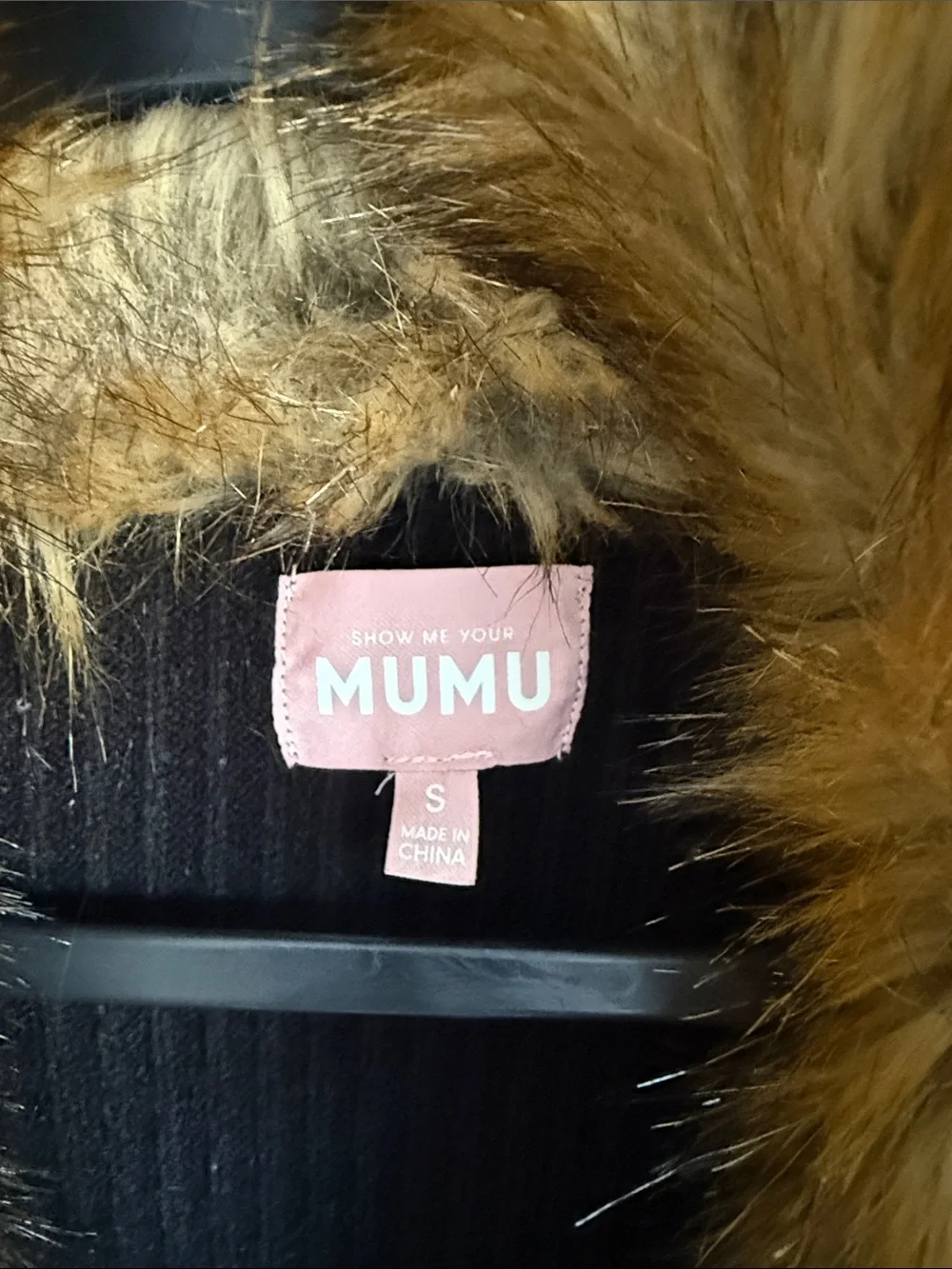 Show Me Your Mumu Black Sweater with Faux Fur Trim - Picture 4 of 4